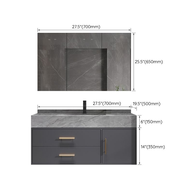 Modern Wall Mount Bathroom Sink Vanity with Faucet Mirror Sink Clearhalo 'Bathroom Remodel & Bathroom Fixtures' 'Bathroom Vanities' 'bathroom_vanities' 'Home Improvement' 'home_improvement' 'home_improvement_bathroom_vanities' 1200x1200_2a80916b-8fa4-46b9-a134-b367dbb277d4