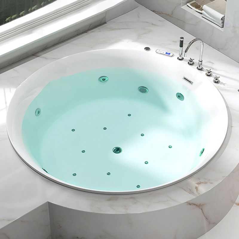 Drop-in Acrylic Round Bathtub Modern Air/ Whirlpool Bathtub in White Clearhalo 'Bathroom Remodel & Bathroom Fixtures' 'Bathtubs' 'Home Improvement' 'home_improvement' 'home_improvement_bathtubs' 'Showers & Bathtubs' 1200x1200_2aad26e6-53a6-455d-a3c0-584d74814d4a