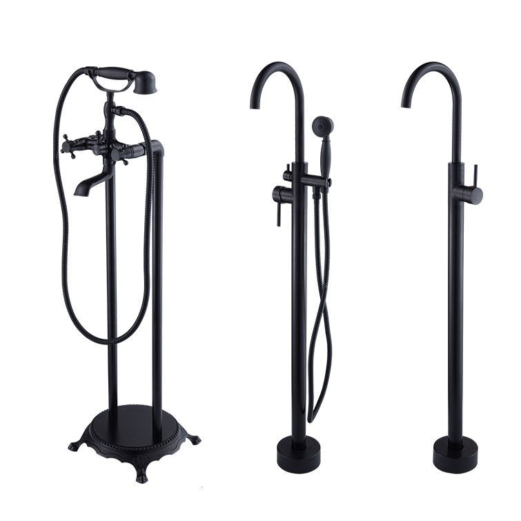 Floor Mounted Metal Freestanding Tub Filler High Arc Freestanding Tub Filler Trim Clearhalo 'Bathroom Remodel & Bathroom Fixtures' 'Bathtub Faucets' 'bathtub_faucets' 'Home Improvement' 'home_improvement' 'home_improvement_bathtub_faucets' 1200x1200_2ab34c67-f831-481f-b8db-9db2544c58ed