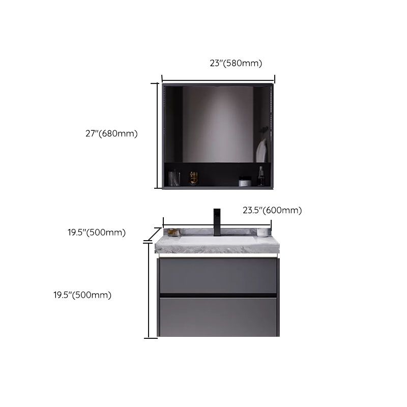 Grey Wall Mounted Standard Rectangular Open Console with Sink Set Clearhalo 'Bathroom Remodel & Bathroom Fixtures' 'Bathroom Vanities' 'bathroom_vanities' 'Home Improvement' 'home_improvement' 'home_improvement_bathroom_vanities' 1200x1200_2ab46434-92f4-4db6-9b1a-cd4423f631df