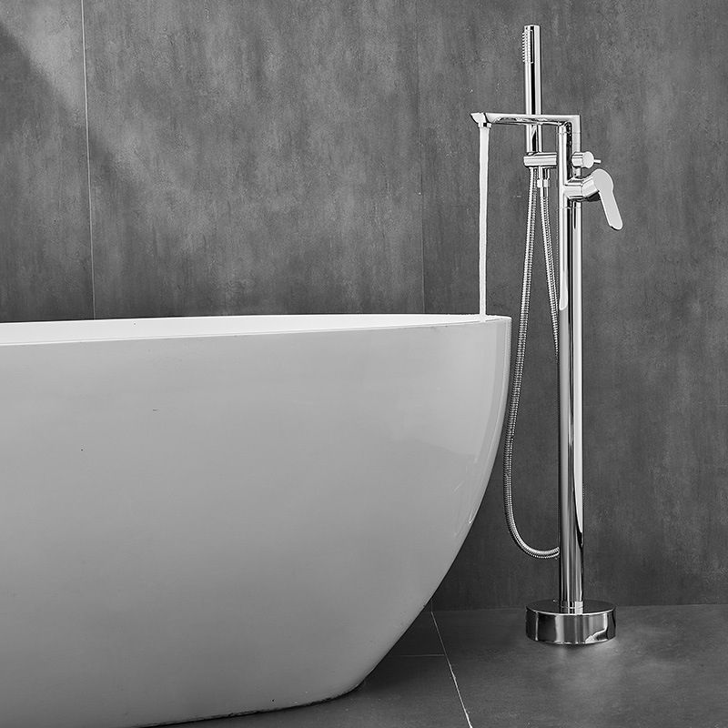 Floor Mounted Freestanding Tub Filler One Hold Metal Freestanding Tub Filler Trim Clearhalo 'Bathroom Remodel & Bathroom Fixtures' 'Bathtub Faucets' 'bathtub_faucets' 'Home Improvement' 'home_improvement' 'home_improvement_bathtub_faucets' 1200x1200_2ab9c425-3fc6-4284-8800-b6b071af1102