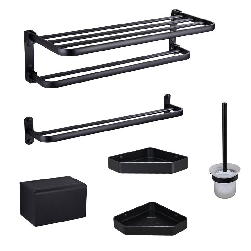 Modern Bathroom Accessory Set Matte Black/Gray Bath Shelf/Towel Bar & Paper Holder Clearhalo 'Bathroom Hardware Sets' 'Bathroom Hardware' 'Bathroom Remodel & Bathroom Fixtures' 'bathroom_hardware_sets' 'Home Improvement' 'home_improvement' 'home_improvement_bathroom_hardware_sets' 1200x1200_2ad1a934-1bd8-413d-a3f3-8683bd29531d