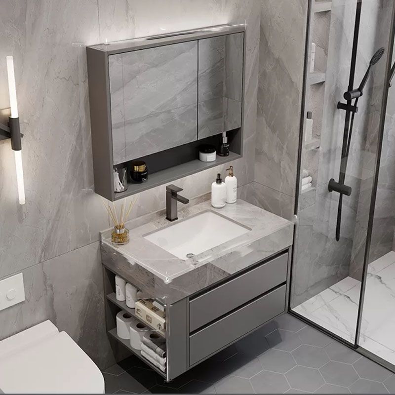 Grey Wall Mounted Standard Modern Bathroom Vanity with Soft Close Door Clearhalo 'Bathroom Remodel & Bathroom Fixtures' 'Bathroom Vanities' 'bathroom_vanities' 'Home Improvement' 'home_improvement' 'home_improvement_bathroom_vanities' 1200x1200_2ae7c5bd-9eab-4565-bd87-658c99920fa6