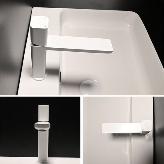 Contemporary Centerset Faucet Lever Handles Single Hole Brass Square Faucet Clearhalo 'Bathroom Remodel & Bathroom Fixtures' 'Bathroom Sink Faucets' 'Bathroom Sinks & Faucet Components' 'bathroom_sink_faucets' 'Home Improvement' 'home_improvement' 'home_improvement_bathroom_sink_faucets' 1200x1200_2b55023c-e03f-40f0-9d85-d2c2b9996ffd