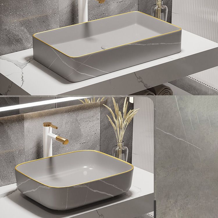 Modern Bathroom Sink Porcelain Pop-Up Drain Rectangular Vessel Bathroom Sink Clearhalo 'Bathroom Remodel & Bathroom Fixtures' 'Bathroom Sinks & Faucet Components' 'Bathroom Sinks' 'bathroom_sink' 'Home Improvement' 'home_improvement' 'home_improvement_bathroom_sink' 1200x1200_2b668e24-1e55-4b9f-bd4d-799d622740f8