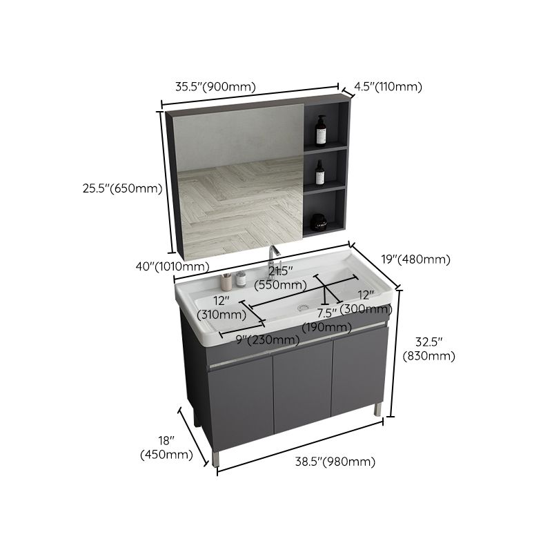 Gray Metal Vanity Sink Modern Free-standing Standard Space Saver Vanity Clearhalo 'Bathroom Remodel & Bathroom Fixtures' 'Bathroom Vanities' 'bathroom_vanities' 'Home Improvement' 'home_improvement' 'home_improvement_bathroom_vanities' 1200x1200_2b75dafe-de1b-4cd5-a86d-f63d93cc67b0