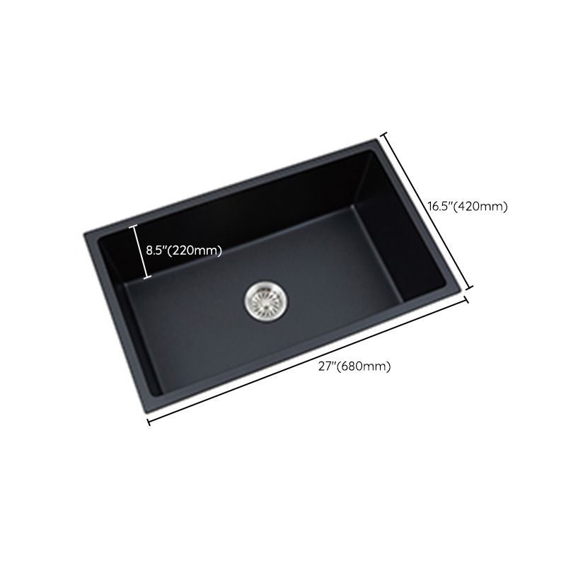 Black Quartz Kitchen Sink Drop-In Single Bowl Sink with Basket Strainer Clearhalo 'Home Improvement' 'home_improvement' 'home_improvement_kitchen_sinks' 'Kitchen Remodel & Kitchen Fixtures' 'Kitchen Sinks & Faucet Components' 'Kitchen Sinks' 'kitchen_sinks' 1200x1200_2b8cb4e4-b1fd-47f1-add5-59b80bd74e8c