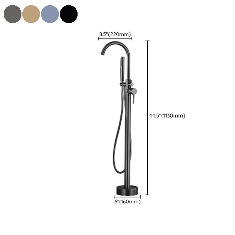 Floor Mounted Metal Freestanding Tub Filler Hand Shower Freestanding Faucet Clearhalo 'Bathroom Remodel & Bathroom Fixtures' 'Bathtub Faucets' 'bathtub_faucets' 'Home Improvement' 'home_improvement' 'home_improvement_bathtub_faucets' 1200x1200_2b920806-fe22-454d-919c-470ee33a4ceb