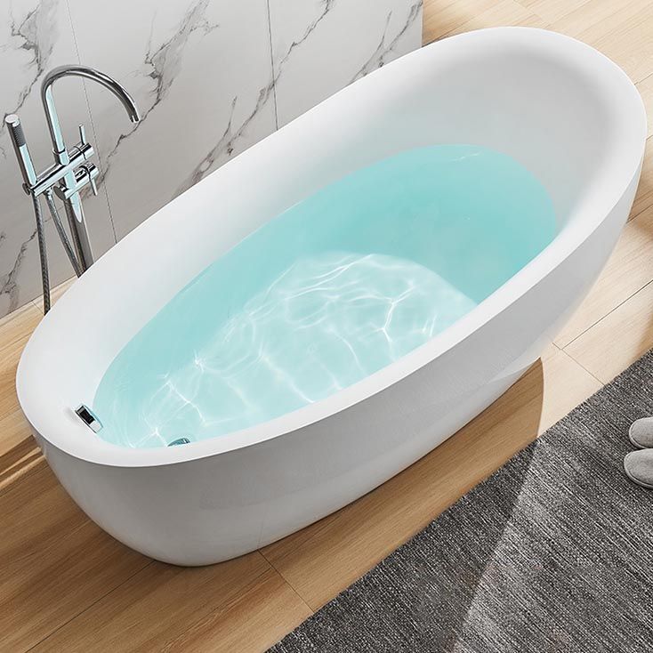 Modern Oval Acrylic Bathtub Home Freestanding Bath Tub in White Clearhalo 'Bathroom Remodel & Bathroom Fixtures' 'Bathtubs' 'Home Improvement' 'home_improvement' 'home_improvement_bathtubs' 'Showers & Bathtubs' 1200x1200_2ba1c4d4-b5e4-4841-b3cc-9e9c8653e740