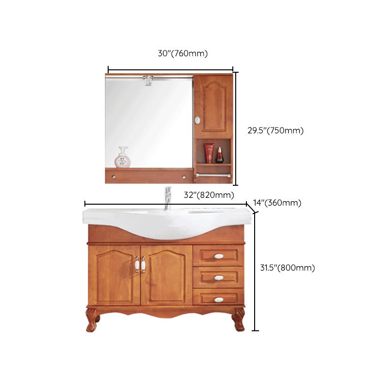 Traditional Wood Sink Vanity Freestanding Bathroom Sink Vanity with Mirror Clearhalo 'Bathroom Remodel & Bathroom Fixtures' 'Bathroom Vanities' 'bathroom_vanities' 'Home Improvement' 'home_improvement' 'home_improvement_bathroom_vanities' 1200x1200_2bdbbe4d-7678-4605-b4f7-21fa9e8e6cb3