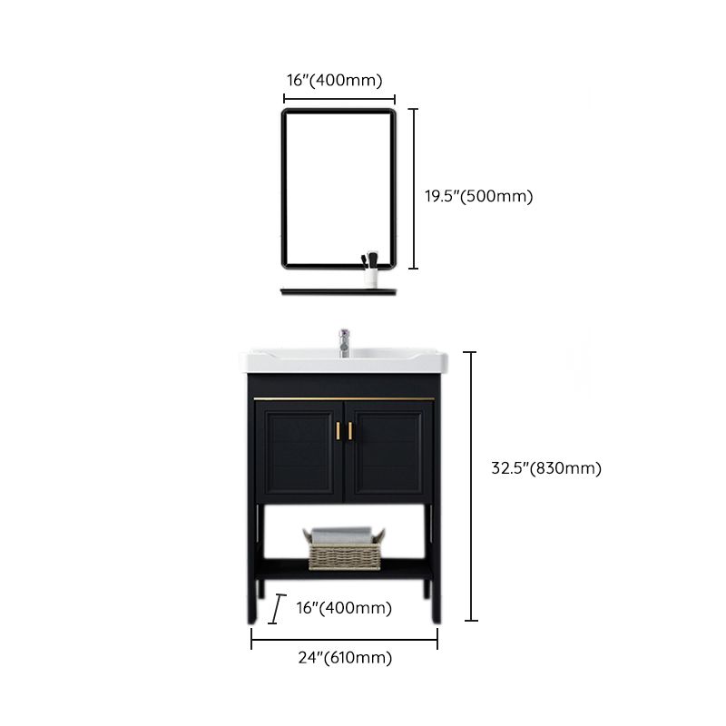 Shelving Included Bath Vanity Set Mirror Freestanding Vanity Set with Single Sink Clearhalo 'Bathroom Remodel & Bathroom Fixtures' 'Bathroom Vanities' 'bathroom_vanities' 'Home Improvement' 'home_improvement' 'home_improvement_bathroom_vanities' 1200x1200_2c1f5c0b-b5f6-425a-bb0a-7e9786cb3d6e