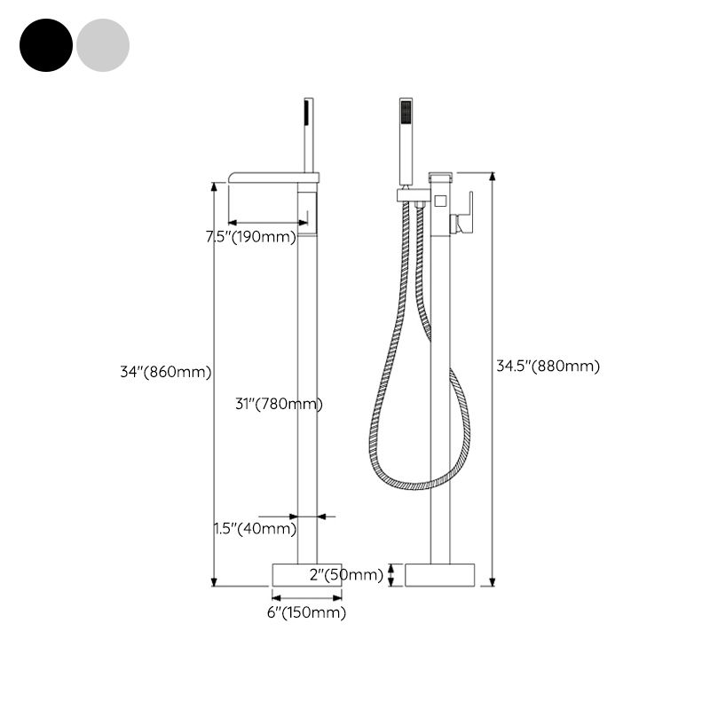 Floor Mounted Copper Freestanding Tub Filler High Arc Freestanding Faucet with Hose Clearhalo 'Bathroom Remodel & Bathroom Fixtures' 'Bathtub Faucets' 'bathtub_faucets' 'Home Improvement' 'home_improvement' 'home_improvement_bathtub_faucets' 1200x1200_2c5cc5f2-39cd-41ab-92c0-d0bb52e8df48