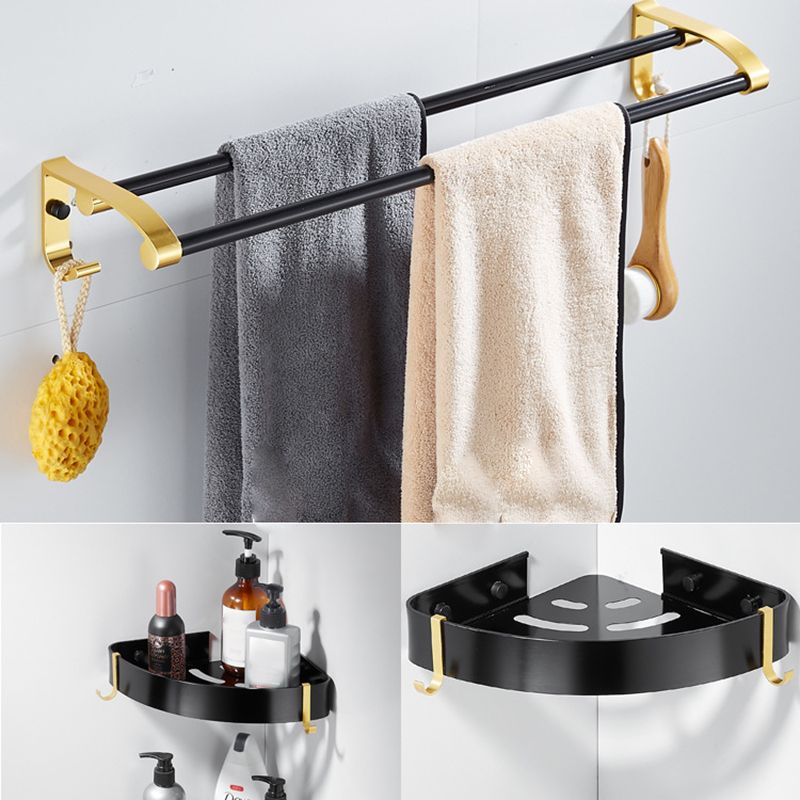 6-Piece Contemporary Bath Hardware Set Bath Shelf/Towel Bar Paper Holder Included Clearhalo 'Bathroom Hardware Sets' 'Bathroom Hardware' 'Bathroom Remodel & Bathroom Fixtures' 'bathroom_hardware_sets' 'Home Improvement' 'home_improvement' 'home_improvement_bathroom_hardware_sets' 1200x1200_2c5ecd27-a458-4f23-bcd7-ac5b4a94d983