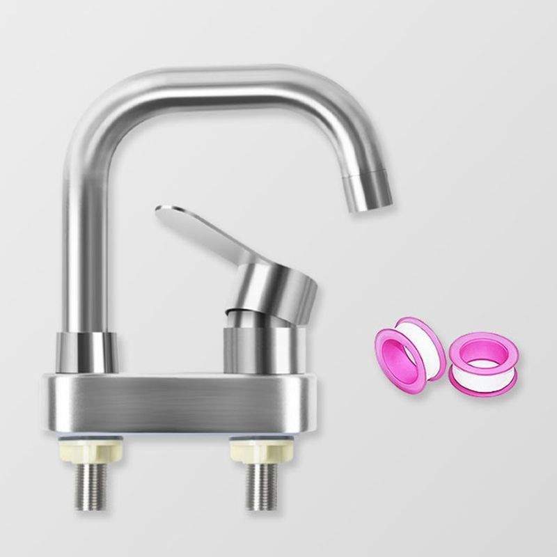 Square 1-Handle Bathroom Faucet 2 Hole Centerset Bathroom Faucet with Stainless Steel Clearhalo 'bathroom_sink_faucets' 'Conjunta de Baño y Conjunta de Grifo' 'Coronamiento de Baño y Dispositivo de Baño' 'Grifo del lavabo del baño' 'Hogar' 'home_improvement' 'home_improvement_bathroom_sink_faucets' 'Mejoras para el hogar' 1200x1200_2c6d9f14-373b-4afd-b60e-31a61d633cc9