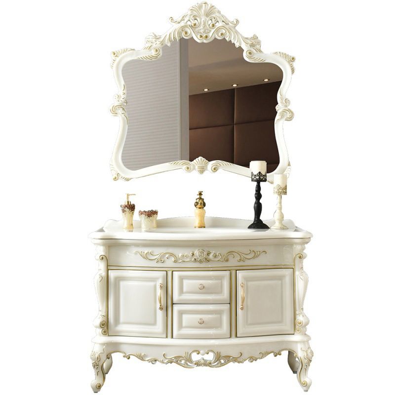 Luxury Bathroom Vanity Set Single Sink Drawers 2 Doors Bathroom Vanity with Mirror Clearhalo 'Bathroom Remodel & Bathroom Fixtures' 'Bathroom Vanities' 'bathroom_vanities' 'Home Improvement' 'home_improvement' 'home_improvement_bathroom_vanities' 1200x1200_2c785f20-ad9d-480b-b6c4-fd9e29ba6a9a