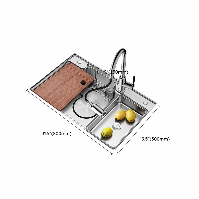 Contemporary Style Kitchen Sink Rectangle Shape Kitchen Sink with Single Bowl Clearhalo 'Home Improvement' 'home_improvement' 'home_improvement_kitchen_sinks' 'Kitchen Remodel & Kitchen Fixtures' 'Kitchen Sinks & Faucet Components' 'Kitchen Sinks' 'kitchen_sinks' 1200x1200_2c8b5507-d696-497f-867f-762f3da99673