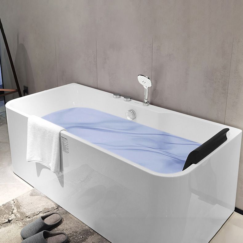 Soaking Acrylic Bathtub Freestanding White Rectangular Back to Wall Bath Clearhalo 'Bathroom Remodel & Bathroom Fixtures' 'Bathtubs' 'Home Improvement' 'home_improvement' 'home_improvement_bathtubs' 'Showers & Bathtubs' 1200x1200_2c8fc00c-f726-4fa5-9398-aa0fc834ee25