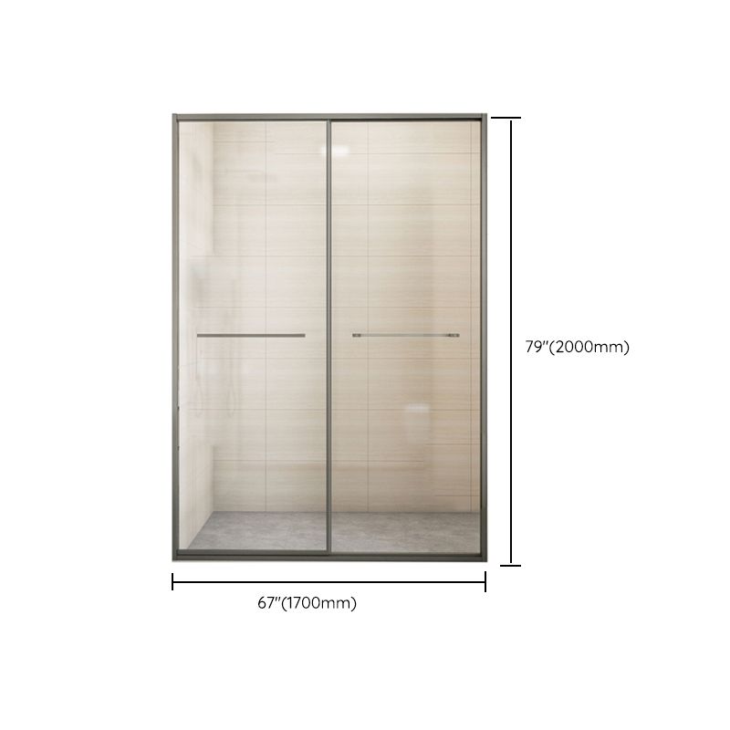 Matte Gray Bypass Shower Door Full Frame Tempered Glass Shower Door Clearhalo 'Bathroom Remodel & Bathroom Fixtures' 'Home Improvement' 'home_improvement' 'home_improvement_shower_tub_doors' 'Shower and Tub Doors' 'shower_tub_doors' 'Showers & Bathtubs' 1200x1200_2ca629d8-5d06-41c8-9386-7b32111dc4d7