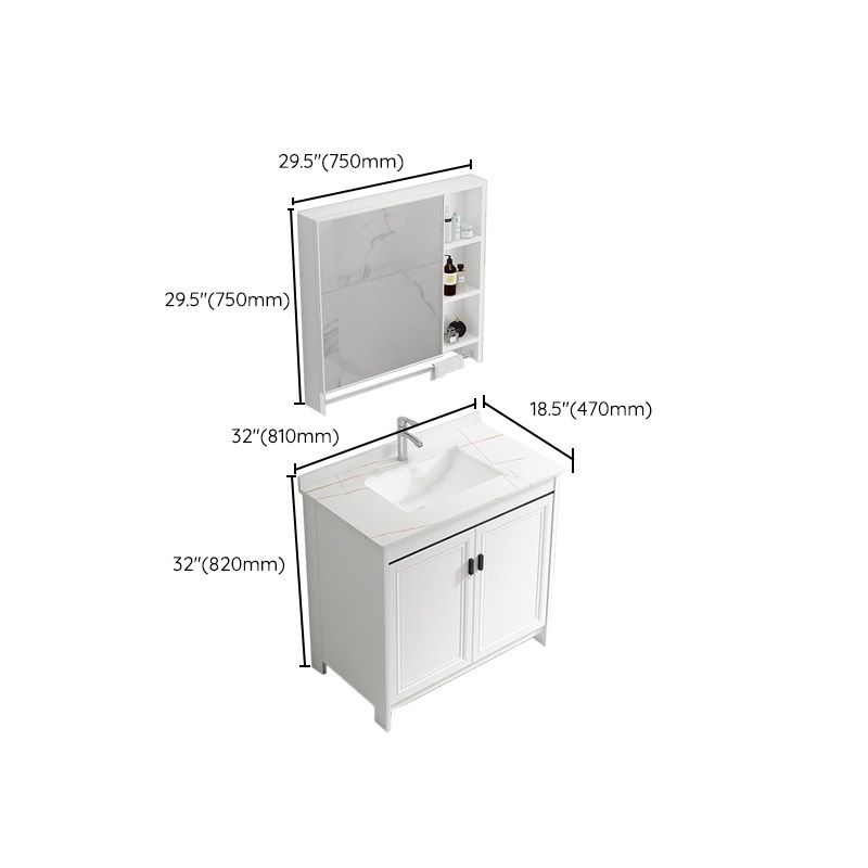 Rectangular Modern Bathroom Vanity White Stone Single Freestanding Vanity Set Clearhalo 'Bathroom Remodel & Bathroom Fixtures' 'Bathroom Vanities' 'bathroom_vanities' 'Home Improvement' 'home_improvement' 'home_improvement_bathroom_vanities' 1200x1200_2cd15de6-e9f5-4982-b9fb-f3b4996d4130