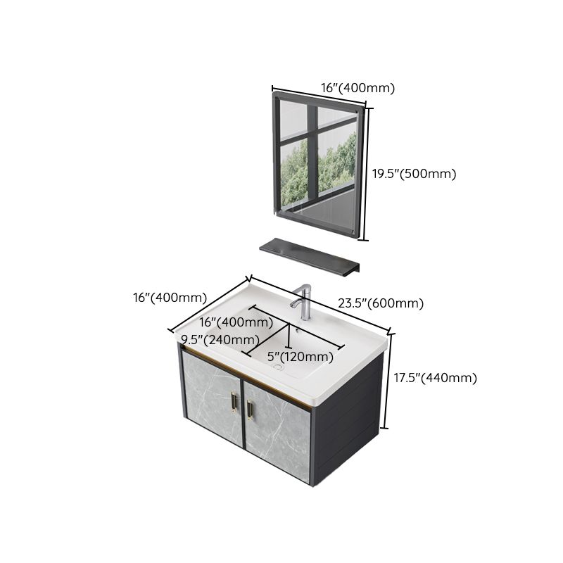 Wall Mounted Vanity Set Drawers Ceramic Sink Faucet Vanity Set with Mirror Clearhalo 'Bathroom Remodel & Bathroom Fixtures' 'Bathroom Vanities' 'bathroom_vanities' 'Home Improvement' 'home_improvement' 'home_improvement_bathroom_vanities' 1200x1200_2cd5c798-db61-4537-988a-0a07f5f542e4