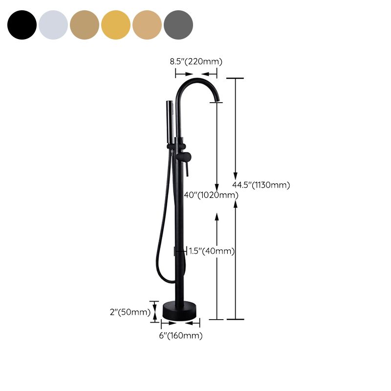 Floor Mounted Freestanding Tub Filler Metal Freestanding Tub Filler Trim with Spray Gun Clearhalo 'Bathroom Remodel & Bathroom Fixtures' 'Bathtub Faucets' 'bathtub_faucets' 'Home Improvement' 'home_improvement' 'home_improvement_bathtub_faucets' 1200x1200_2cfb8a5a-1b46-4bcd-9f45-bdd5372da378