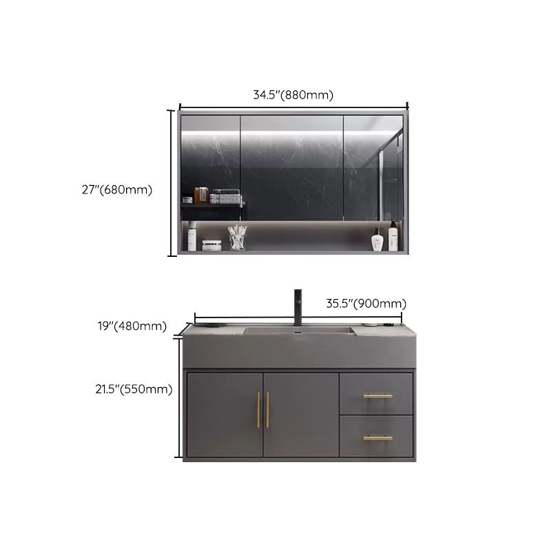 Grey Wall Mounted Standard Wood Modern Bathroom Sink Vanity Clearhalo 'Bathroom Remodel & Bathroom Fixtures' 'Bathroom Vanities' 'bathroom_vanities' 'Home Improvement' 'home_improvement' 'home_improvement_bathroom_vanities' 1200x1200_2d09bb1d-2fa5-45ef-93fc-ca9bd9621bd7