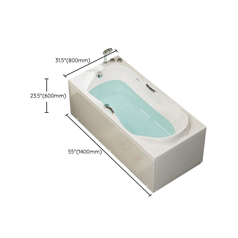 Freestanding Acrylic Bathtub Soaking White Square Modern Back to Wall Bathtub Clearhalo 'Bathroom Remodel & Bathroom Fixtures' 'Bathtubs' 'Home Improvement' 'home_improvement' 'home_improvement_bathtubs' 'Showers & Bathtubs' 1200x1200_2d0e784e-869f-4b96-9463-ea3f19745e11