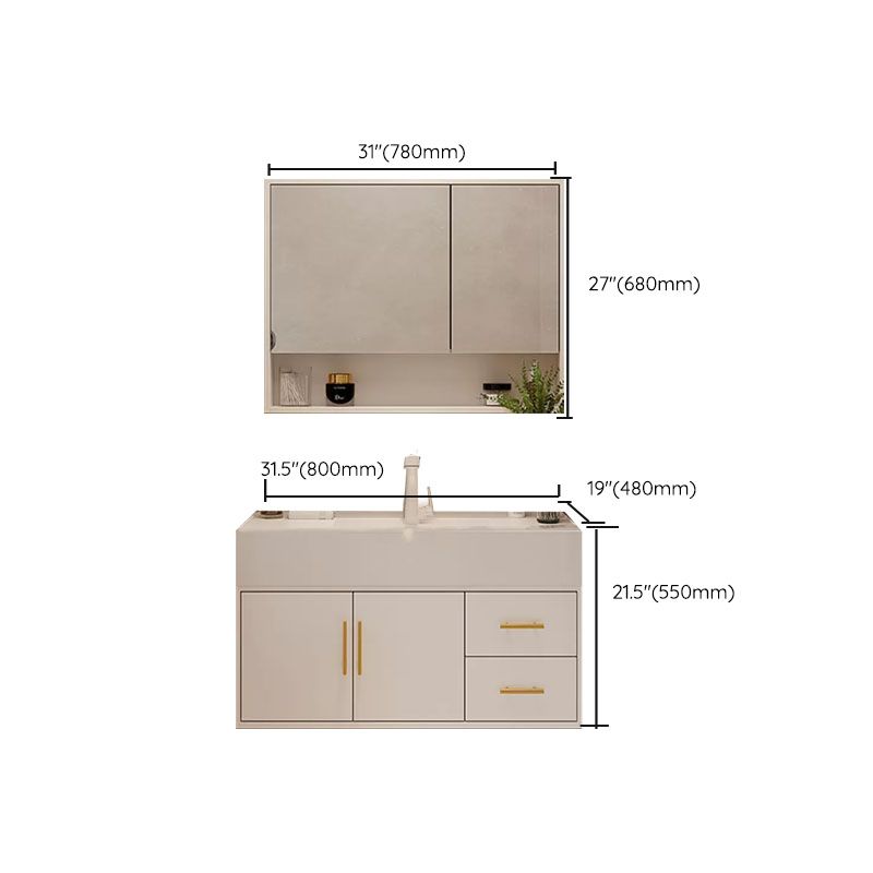 White Wall Mounted Standard Single-Sink Open Console with Sink Set Clearhalo 'Bathroom Remodel & Bathroom Fixtures' 'Bathroom Vanities' 'bathroom_vanities' 'Home Improvement' 'home_improvement' 'home_improvement_bathroom_vanities' 1200x1200_2d2650a0-f1e9-4ecc-ade0-e0ab2ea0a5bc