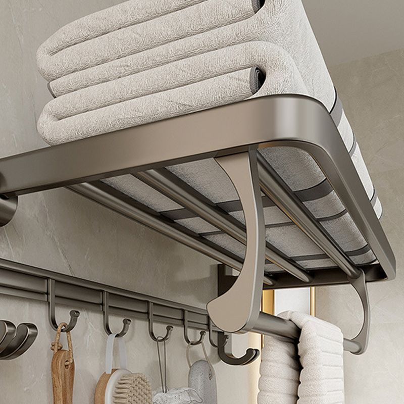 Modern Bathroom Accessory Set in Gray with Bath Shelf/Towel Bar/Robe Hooks & Paper Holder Clearhalo 'Bathroom Hardware Sets' 'Bathroom Hardware' 'Bathroom Remodel & Bathroom Fixtures' 'bathroom_hardware_sets' 'Home Improvement' 'home_improvement' 'home_improvement_bathroom_hardware_sets' 1200x1200_2d5b5573-91cf-414a-a096-5f76c2dc75ef