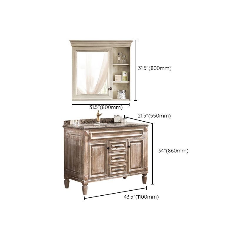 Wood Traditional Sink Vanity Freestanding Bathroom Sink Vanity with Mirror Clearhalo 'Bathroom Remodel & Bathroom Fixtures' 'Bathroom Vanities' 'bathroom_vanities' 'Home Improvement' 'home_improvement' 'home_improvement_bathroom_vanities' 1200x1200_2d7ccc1b-a345-42ae-8733-deb7e15021b9