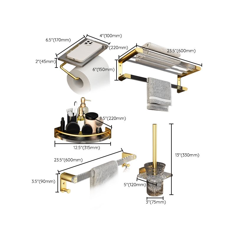 6 Piece Bathroom Accessory Set in Gold Metal Bath Hardware Set Clearhalo 'Bathroom Hardware Sets' 'Bathroom Hardware' 'Bathroom Remodel & Bathroom Fixtures' 'bathroom_hardware_sets' 'Home Improvement' 'home_improvement' 'home_improvement_bathroom_hardware_sets' 1200x1200_2d96fbd8-5df6-466d-9999-23b27aff7ab5