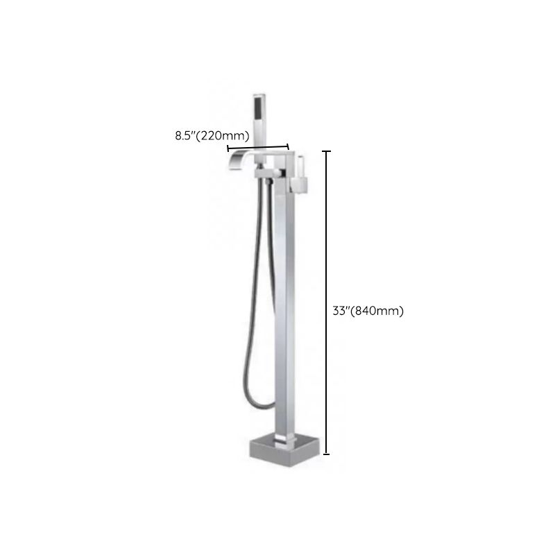 Floor Mounted Metal Freestanding Tub Filler Two Handles Freestanding Tub Filler Trim Clearhalo 'Bathroom Remodel & Bathroom Fixtures' 'Bathtub Faucets' 'bathtub_faucets' 'Home Improvement' 'home_improvement' 'home_improvement_bathtub_faucets' 1200x1200_2d9c9f07-8e78-42c4-951e-97c99c64624a