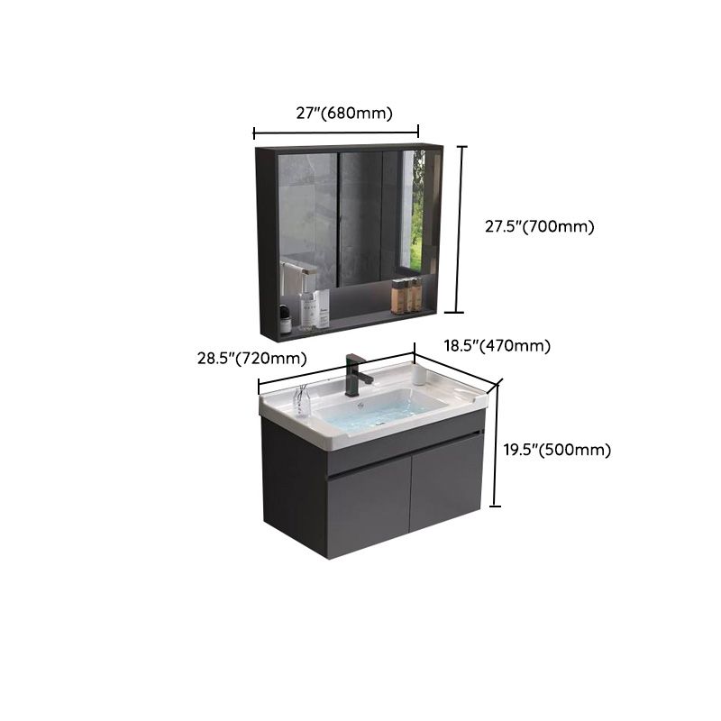 Grey Modern Solid Wood Single-Sink Open Console with Sink Set Clearhalo 'Bathroom Remodel & Bathroom Fixtures' 'Bathroom Vanities' 'bathroom_vanities' 'Home Improvement' 'home_improvement' 'home_improvement_bathroom_vanities' 1200x1200_2da1be33-4c12-4f3a-965e-283642d6e3ee