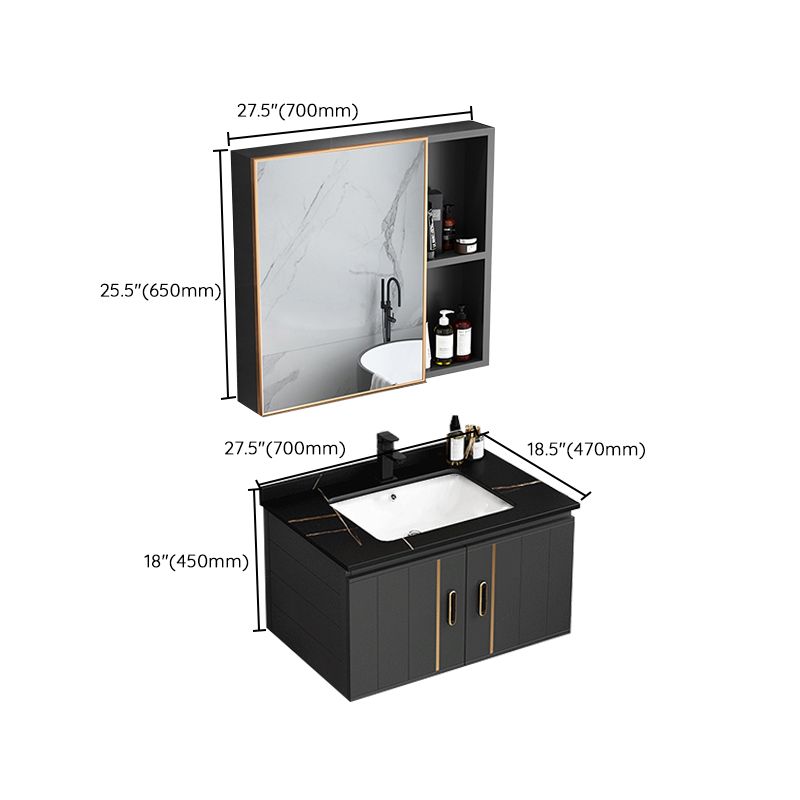 Modern Single Sink Vanity Black Ceramic Bath Vanity with Soft Close Door Clearhalo 'Bathroom Remodel & Bathroom Fixtures' 'Bathroom Vanities' 'bathroom_vanities' 'Home Improvement' 'home_improvement' 'home_improvement_bathroom_vanities' 1200x1200_2da5dd54-4975-4c9f-9e24-13f62c1daafc