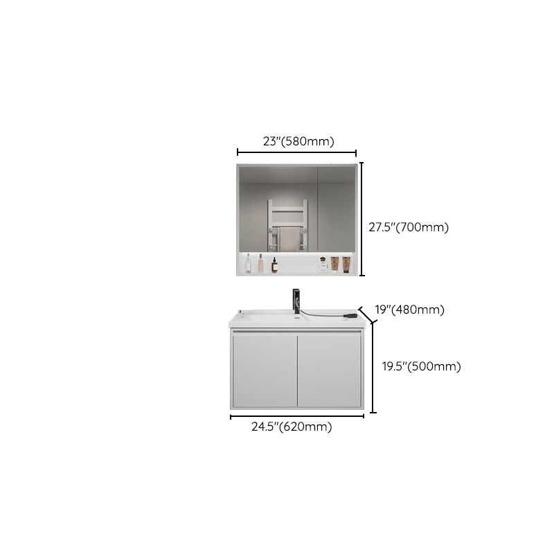 Rectangular Vanity Modern White Ceramic Top Single Wall Mount Vanity Set Clearhalo 'Bathroom Remodel & Bathroom Fixtures' 'Bathroom Vanities' 'bathroom_vanities' 'Home Improvement' 'home_improvement' 'home_improvement_bathroom_vanities' 1200x1200_2dc04cf7-0a9f-445d-8b6d-a752cd1e75df