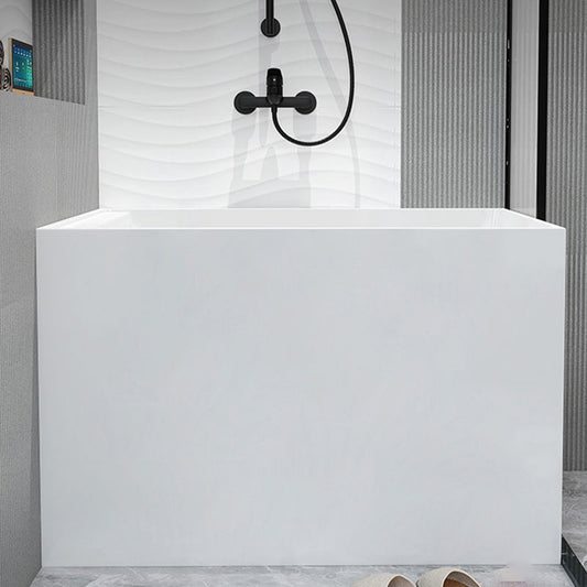 Modern Acrylic White Bathtub Rectangle Back to Wall with Drain Bath Tub Clearhalo 'Bathroom Remodel & Bathroom Fixtures' 'Bathtubs' 'Home Improvement' 'home_improvement' 'home_improvement_bathtubs' 'Showers & Bathtubs' 1200x1200_2dfc4288-ab0a-4f84-910e-09be30fe88e1
