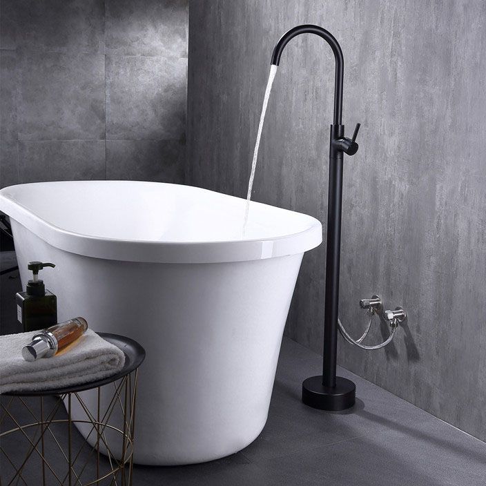 Modern Floor Mounted Metal Freestanding Tub Filler Single Handle Freestanding Faucet Clearhalo 'Bathroom Remodel & Bathroom Fixtures' 'Bathtub Faucets' 'bathtub_faucets' 'Home Improvement' 'home_improvement' 'home_improvement_bathtub_faucets' 1200x1200_2e0e3e08-f735-4f12-b943-12edeb2448c7