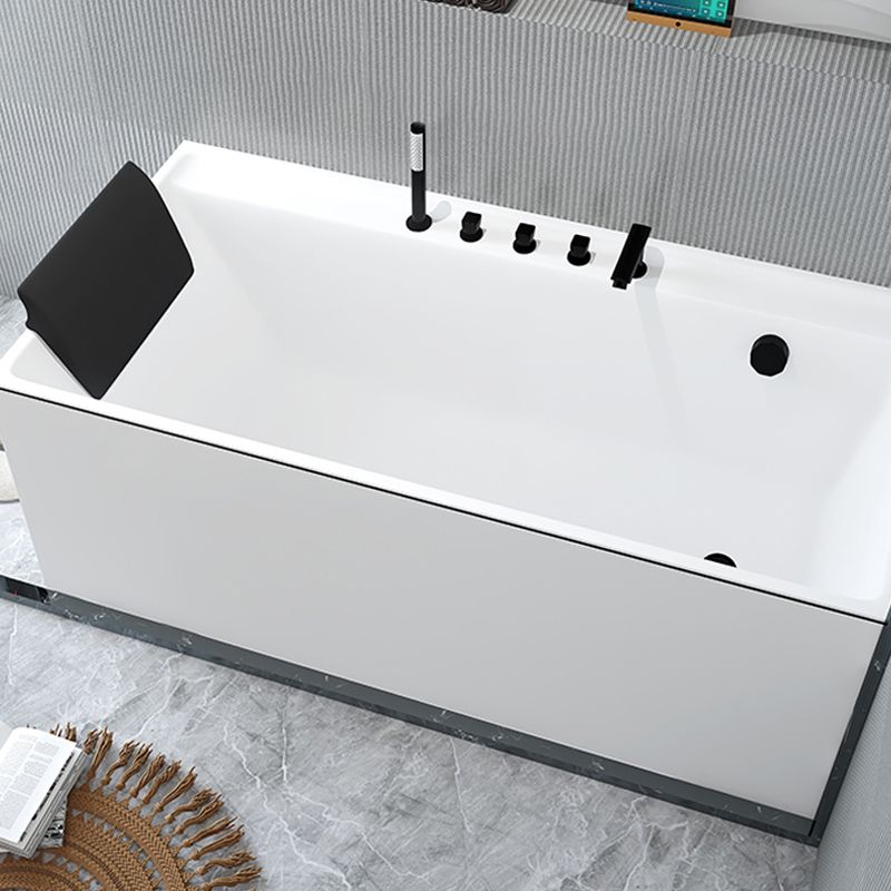 Modern Acrylic White Bathtub Rectangle Back to Wall with Drain Bath Tub Clearhalo 'Bathroom Remodel & Bathroom Fixtures' 'Bathtubs' 'Home Improvement' 'home_improvement' 'home_improvement_bathtubs' 'Showers & Bathtubs' 1200x1200_2e410ffc-eb97-42a6-95f7-036b9636a9c1