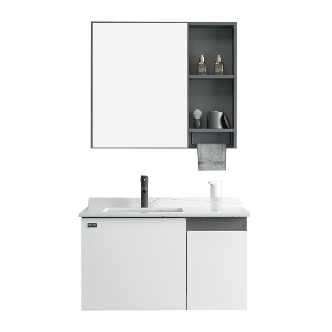 Single Sink Rectangular Bathroom Vanity Modern White Metal Frame Vanity Set Clearhalo 'Bathroom Remodel & Bathroom Fixtures' 'Bathroom Vanities' 'bathroom_vanities' 'Home Improvement' 'home_improvement' 'home_improvement_bathroom_vanities' 1200x1200_2e41769a-9244-4312-add0-344357e985e0