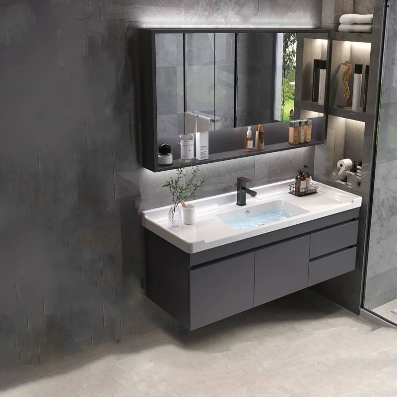 Grey Modern Solid Wood Single-Sink Open Console with Sink Set Clearhalo 'Bathroom Remodel & Bathroom Fixtures' 'Bathroom Vanities' 'bathroom_vanities' 'Home Improvement' 'home_improvement' 'home_improvement_bathroom_vanities' 1200x1200_2e57b18e-63d1-4c86-96de-5c190a993ef0