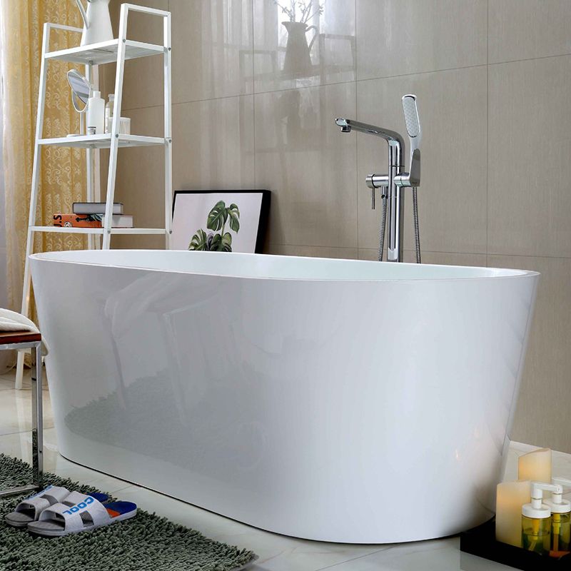 Acrylic Oval Bathtub with Overflow Trim White Soaking Tub with Drain Clearhalo 'Bathroom Remodel & Bathroom Fixtures' 'Bathtubs' 'Home Improvement' 'home_improvement' 'home_improvement_bathtubs' 'Showers & Bathtubs' 1200x1200_2e630ad9-8db5-4b46-9a29-2abae3c9ebec