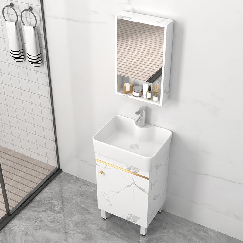 Rectangle Vanity Set White Single Sink Mirror Freestanding Bathroom Vanity with Door Clearhalo 'Bathroom Remodel & Bathroom Fixtures' 'Bathroom Vanities' 'bathroom_vanities' 'Home Improvement' 'home_improvement' 'home_improvement_bathroom_vanities' 1200x1200_2e7c3b43-6543-402b-a3f7-22477cda0499