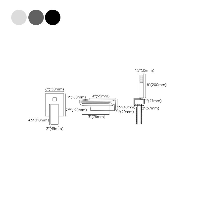 Modern Wall Mounted Metal Tub Filler Single Handle Bathroom Faucet Clearhalo 'Bathroom Remodel & Bathroom Fixtures' 'Bathtub Faucets' 'bathtub_faucets' 'Home Improvement' 'home_improvement' 'home_improvement_bathtub_faucets' 1200x1200_2ea97941-00c4-4d41-ae1a-3d5be5fd0dea