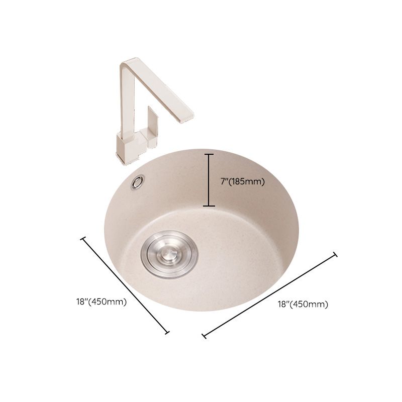 Round Kitchen Sink Quartz Single Bowl Kitchen Sink with Drain Assembly Clearhalo 'Home Improvement' 'home_improvement' 'home_improvement_kitchen_sinks' 'Kitchen Remodel & Kitchen Fixtures' 'Kitchen Sinks & Faucet Components' 'Kitchen Sinks' 'kitchen_sinks' 1200x1200_2ebea0ad-5642-401d-bfb4-9d742868c484