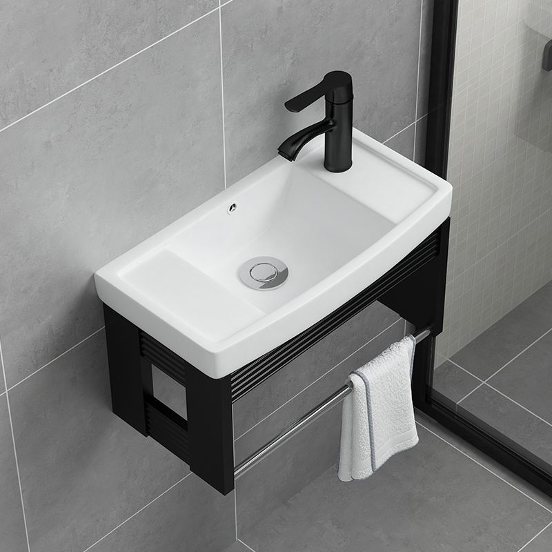 Black Bath Vanity Rectangular Single Sink Wall Mounted Metal Frame Bathroom Vanity Clearhalo 'Bathroom Remodel & Bathroom Fixtures' 'Bathroom Vanities' 'bathroom_vanities' 'Home Improvement' 'home_improvement' 'home_improvement_bathroom_vanities' 1200x1200_2ee0278a-a4b7-4618-b108-721c8241dd3c