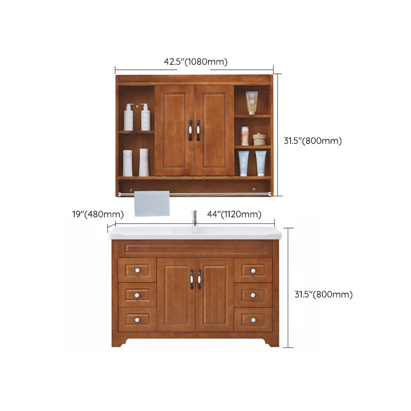 Traditional Wood Sink Vanity Freestanding Bathroom Vanity Set with Mirror Clearhalo 'Bathroom Remodel & Bathroom Fixtures' 'Bathroom Vanities' 'bathroom_vanities' 'Home Improvement' 'home_improvement' 'home_improvement_bathroom_vanities' 1200x1200_2f0115c0-7226-45b3-b688-6e6c5bb5465b