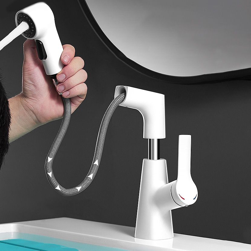 Modern Vessel Sink Faucet Lever Handle Pull-out Bathroom Faucet Clearhalo 'bathroom_sink_faucets' 'Conjuntos de Torneiras de Lavatório e Banheiro' 'home_improvement' 'home_improvement_bathroom_sink_faucets' 'Mobiliário Doméstico' 'Página inicial' 'Renovação e equipamento de casa de banho' 'Torneira para lavatório de banheiro' 1200x1200_2f17db52-fbe0-456e-9f6b-a3ee8012a345