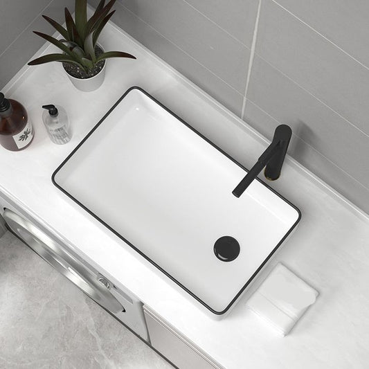 Contemporary Bathroom Sink Pop-Up Drain Porcelain Rectangular Vessel Sink Clearhalo 'Bathroom Remodel & Bathroom Fixtures' 'Bathroom Sinks & Faucet Components' 'Bathroom Sinks' 'bathroom_sink' 'Home Improvement' 'home_improvement' 'home_improvement_bathroom_sink' 1200x1200_2f1b4523-8a44-4017-ad69-8d5b1bb9ee96