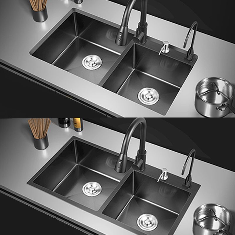 Modern Style Kitchen Sink Drop-In Corrosion Resistant Kitchen Double Sink Clearhalo 'Home Improvement' 'home_improvement' 'home_improvement_kitchen_sinks' 'Kitchen Remodel & Kitchen Fixtures' 'Kitchen Sinks & Faucet Components' 'Kitchen Sinks' 'kitchen_sinks' 1200x1200_2f27135a-0f48-4833-835d-1d3024a2f2aa