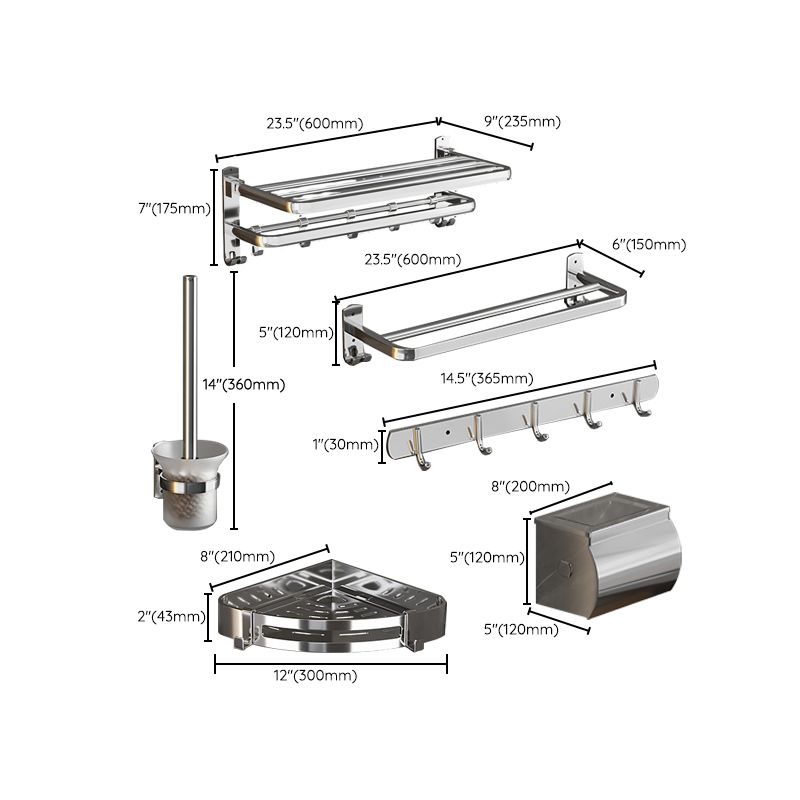 Modern Bathroom Accessory Kit Paper Holder Bath Shelf Stainless Steel Bathroom Hardware Clearhalo 'Bathroom Hardware Sets' 'Bathroom Hardware' 'Bathroom Remodel & Bathroom Fixtures' 'bathroom_hardware_sets' 'Home Improvement' 'home_improvement' 'home_improvement_bathroom_hardware_sets' 1200x1200_2f37f78e-45b6-4459-b626-6490b25460a4